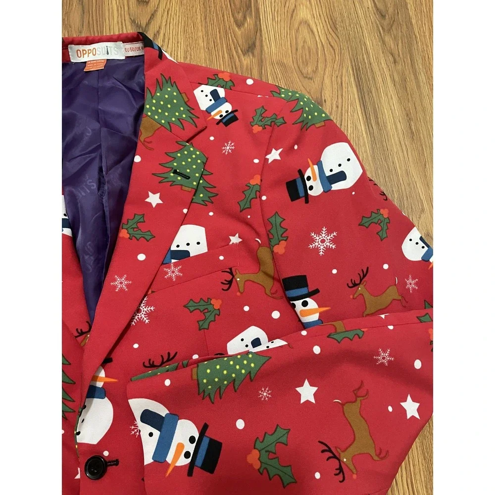 OppoSuits Blazer Mens 40 Christmas Novelty Snowman Reindeer Holiday
